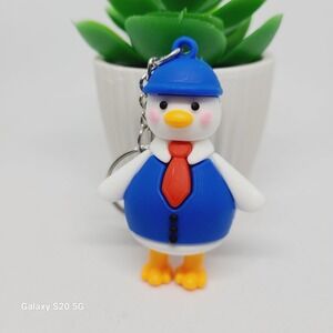 Duck‎ Keychain Cartoon Figurine Blue Hat Red Tie Collectible Keyring